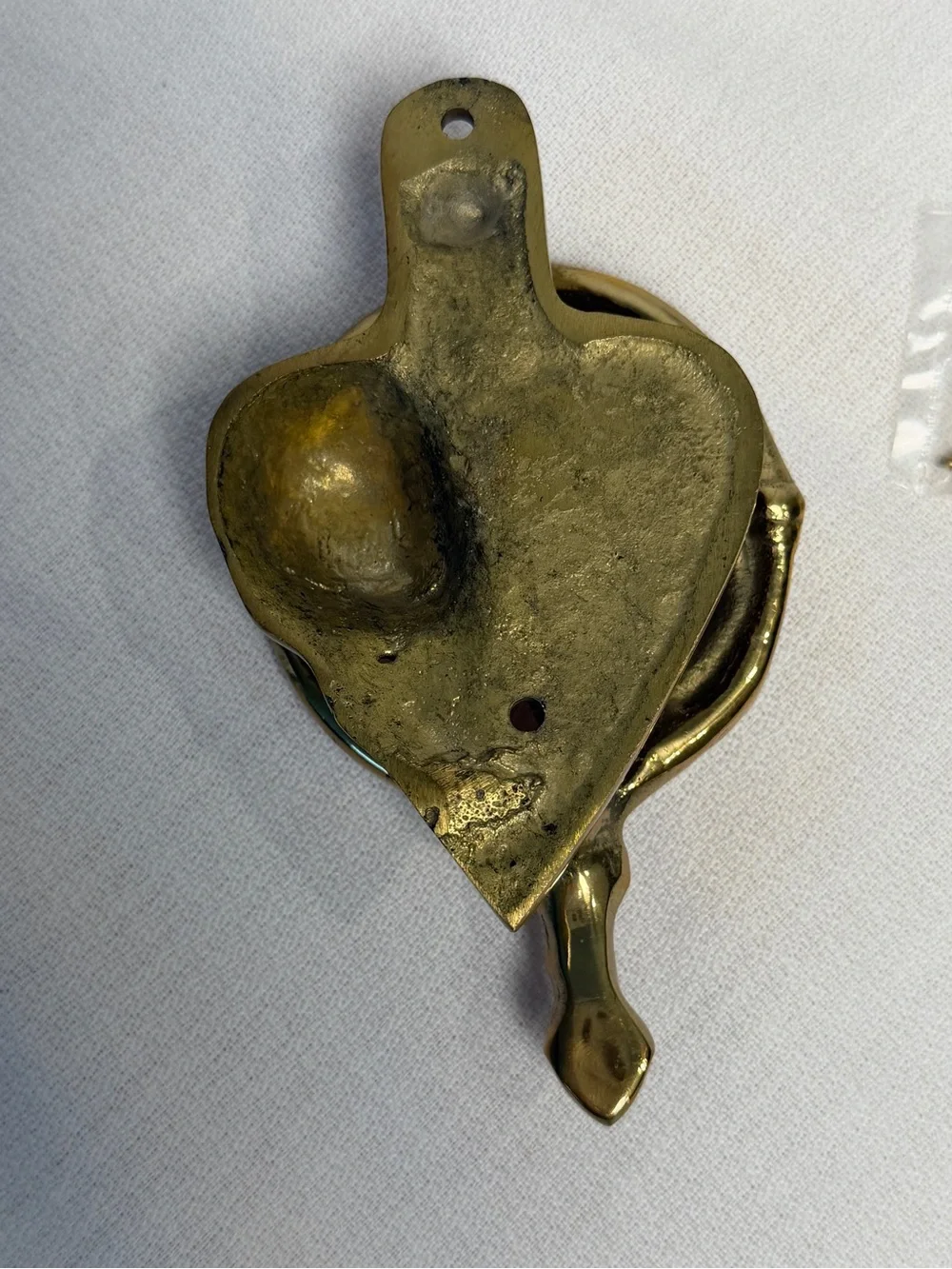 Vintage NOS Brass Colored Sweetheart Kissing Lovers Door Knocker Heart 5” Unused